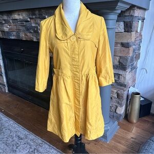 Tulle Yellow A-line Trench Coat with 3/4 Sleeves